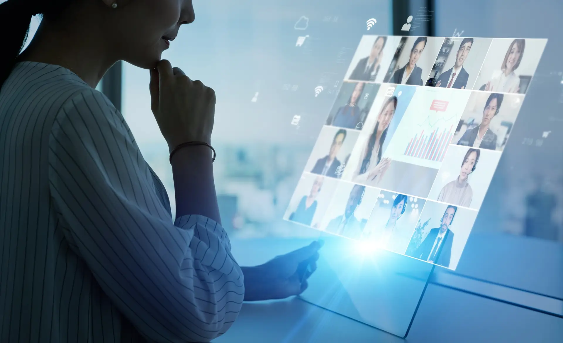 Multi,National,People,Meeting,With,Video,Conferencing,System.,Web,Meeting.